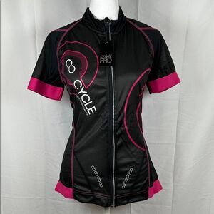 Crivit Pro Women’s Cycling Jersey Size Medium Black Pink New Athletic Spin
